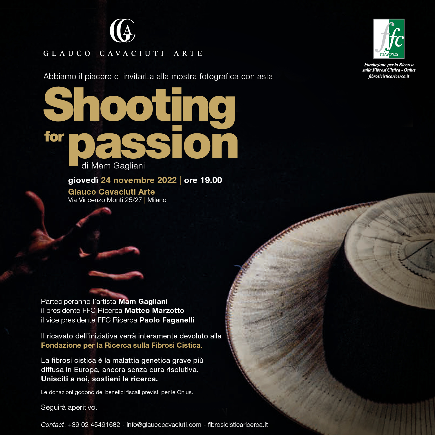 “SHOOTING FOR PASSION” ASTA BENEFICA A FAVORE DI FFC RICERCA